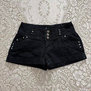 Y2k dark wash denim micro mini shorts